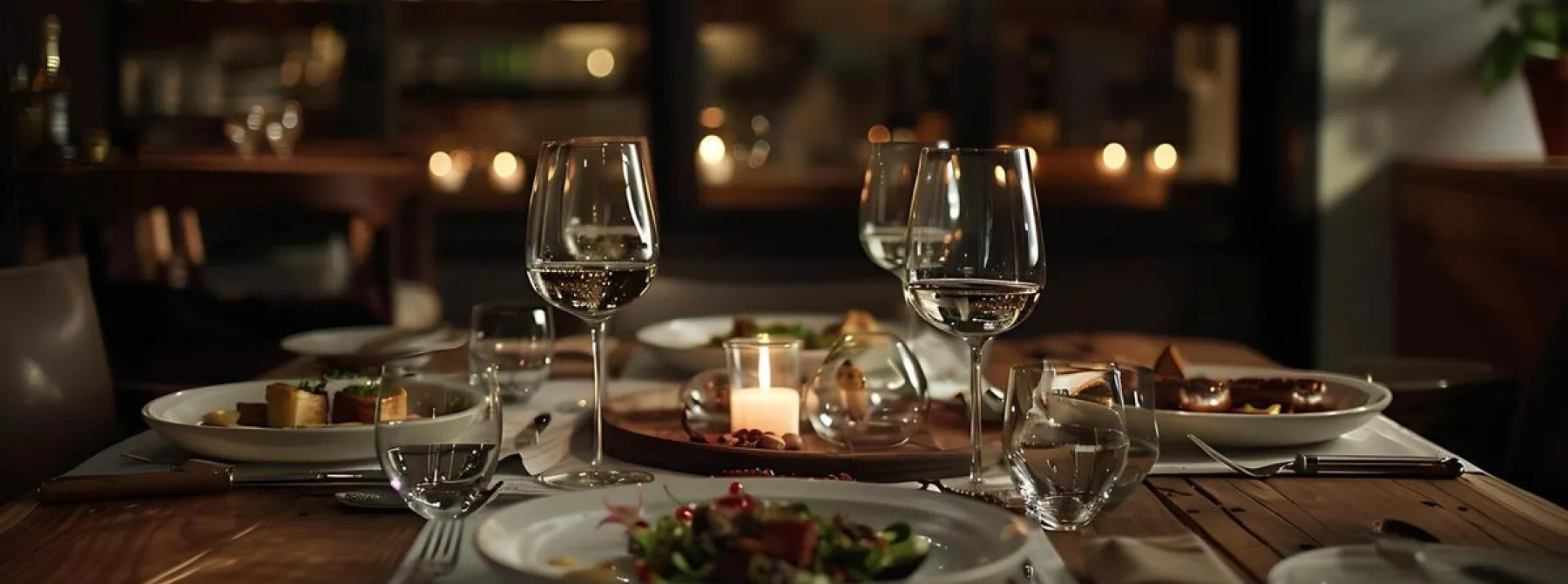 Dinner table with plates and glasses